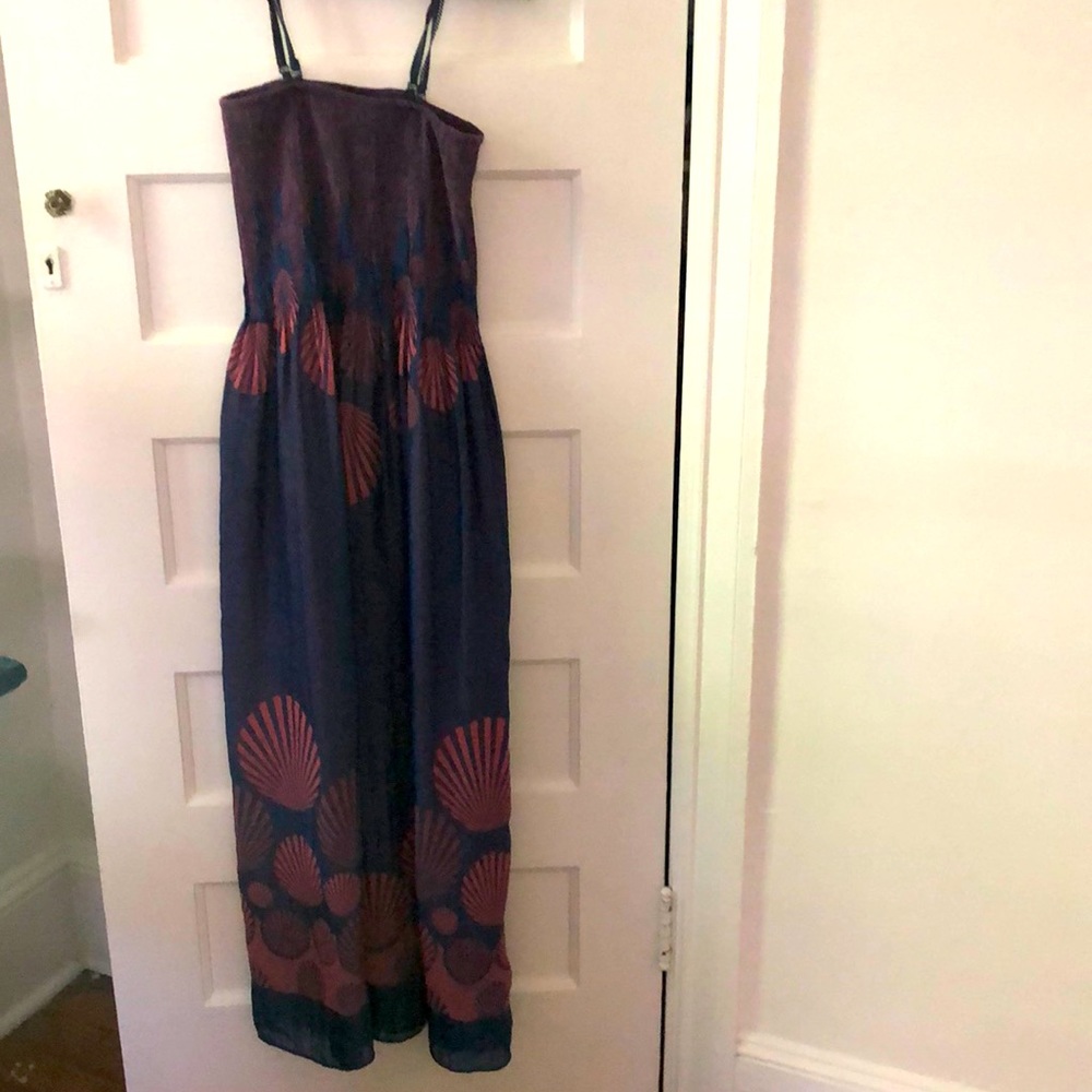 Lapis Shell Pattern Maxi Dress Straps or Strapless